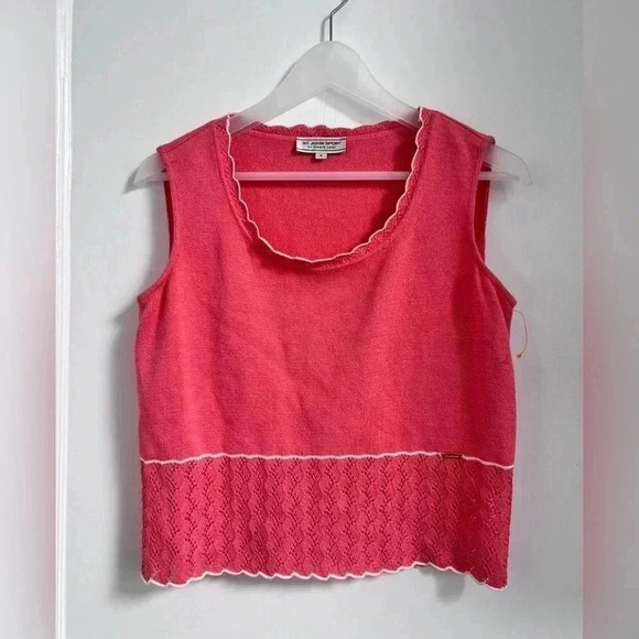 St John Pink Scallop Eyelet Tank LIKE NEW - Picture 1 of 4
